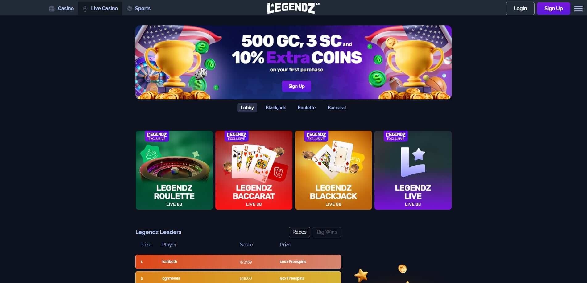 Legendz Casino Review January 2026 | 20,500 GC + 103 SC