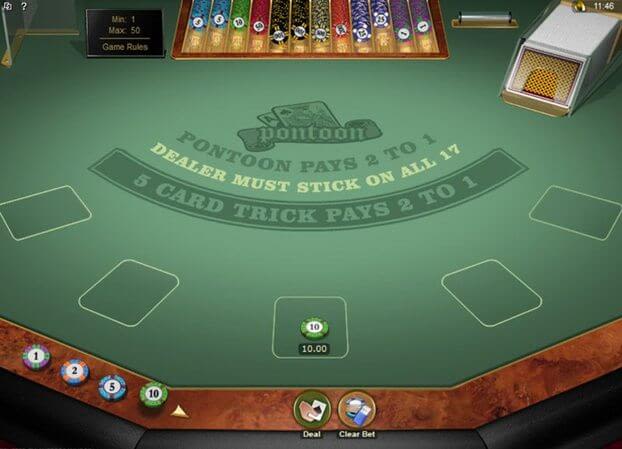 Pontoon Play at Gaming Club Casino