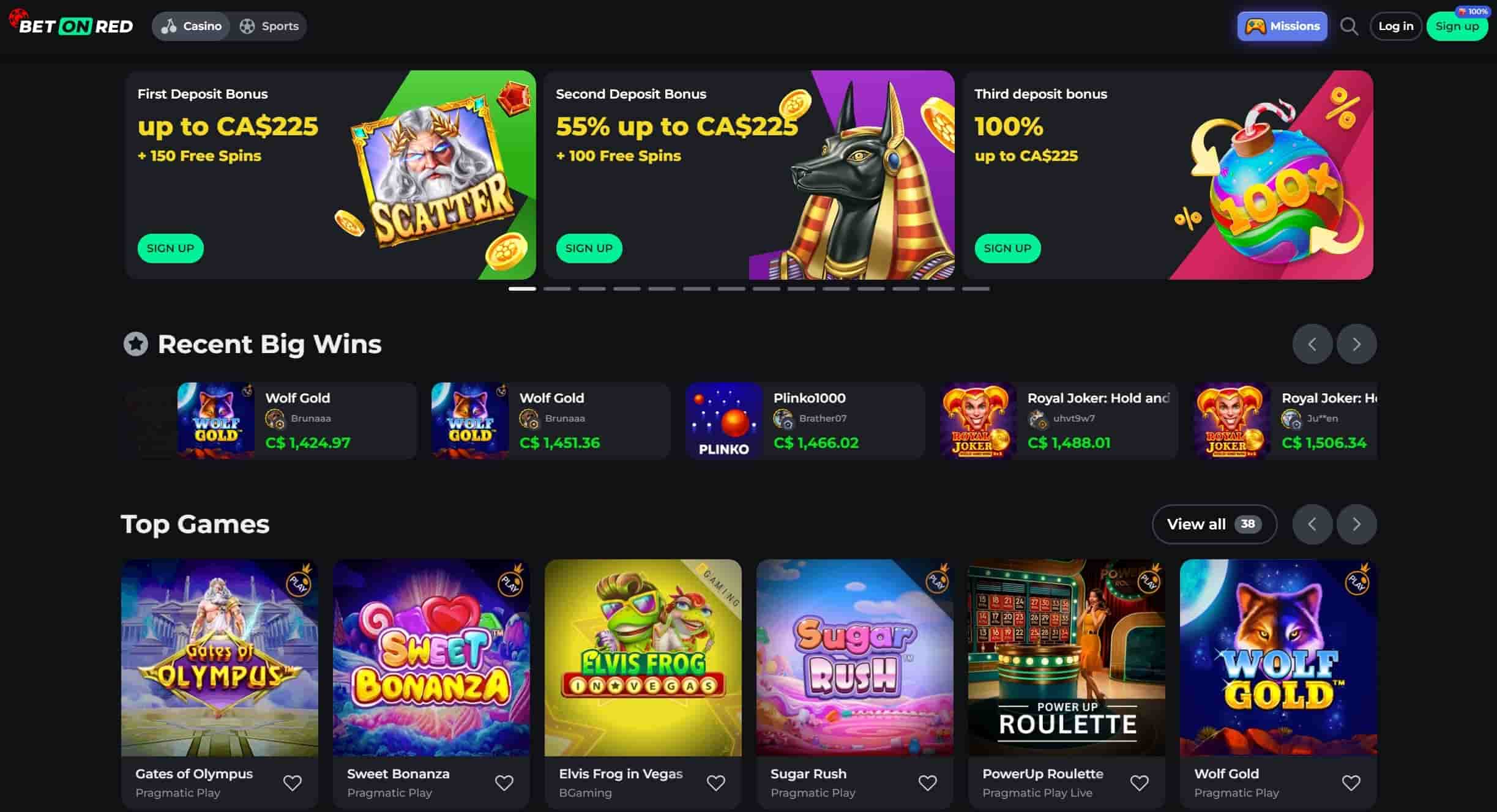 Jeux de BetOnRed Casino