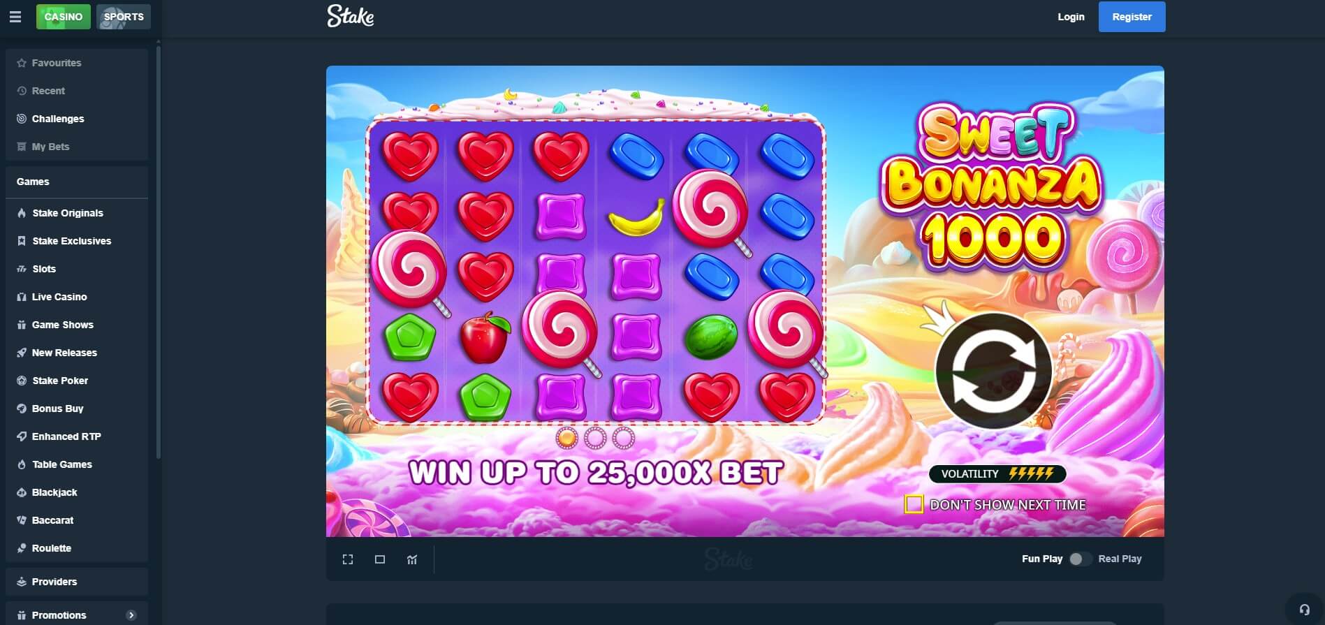 Stake.be interface screenshot