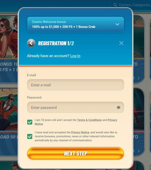 Inscription Vegasino