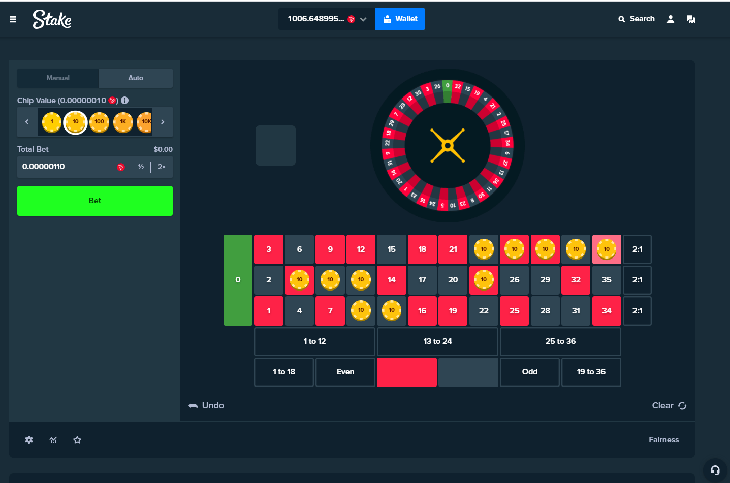 Stake.US Roulette Table Game