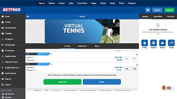 Screenshot of Betfred Tennis Thumbnail
