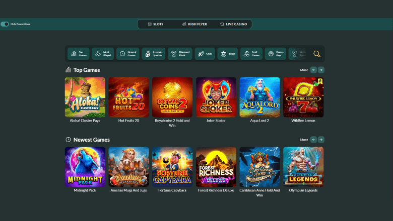 Zrzut ekranu aplikacji Lemon Casino