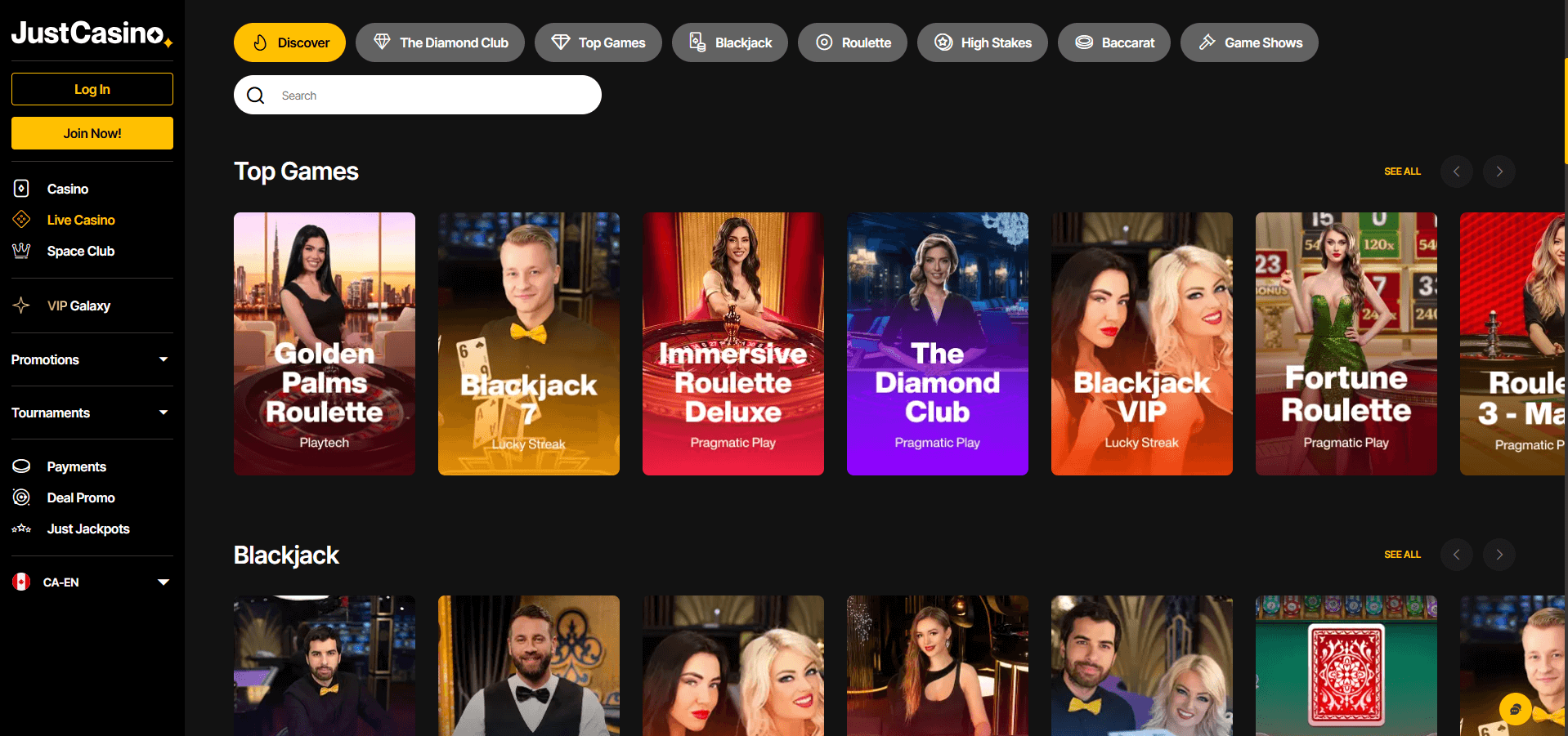 Just Casino Live Games