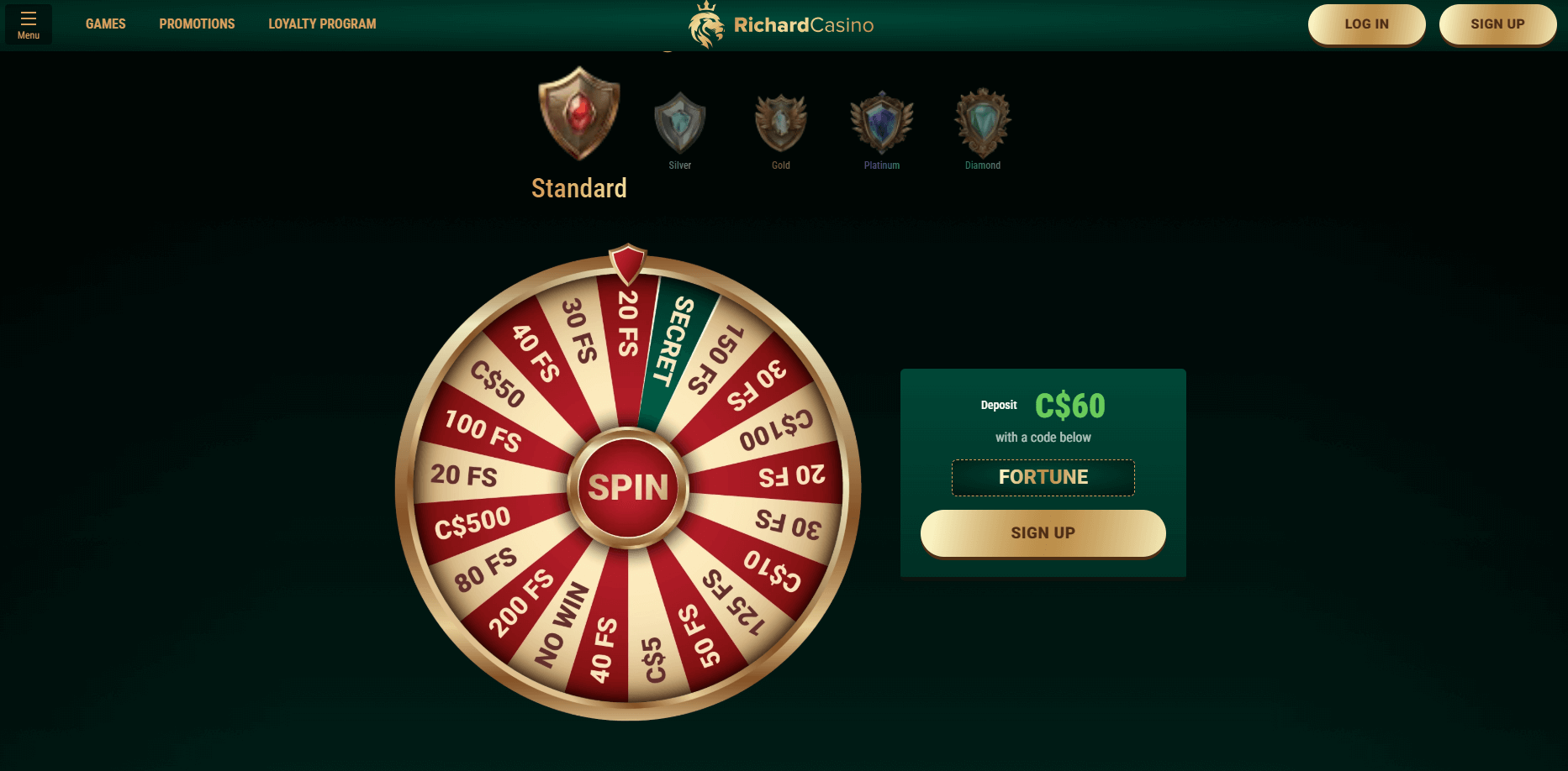 Wheel of Fortune at Richard Casino