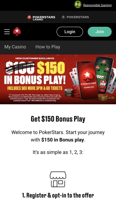 pokerstars joining bonus