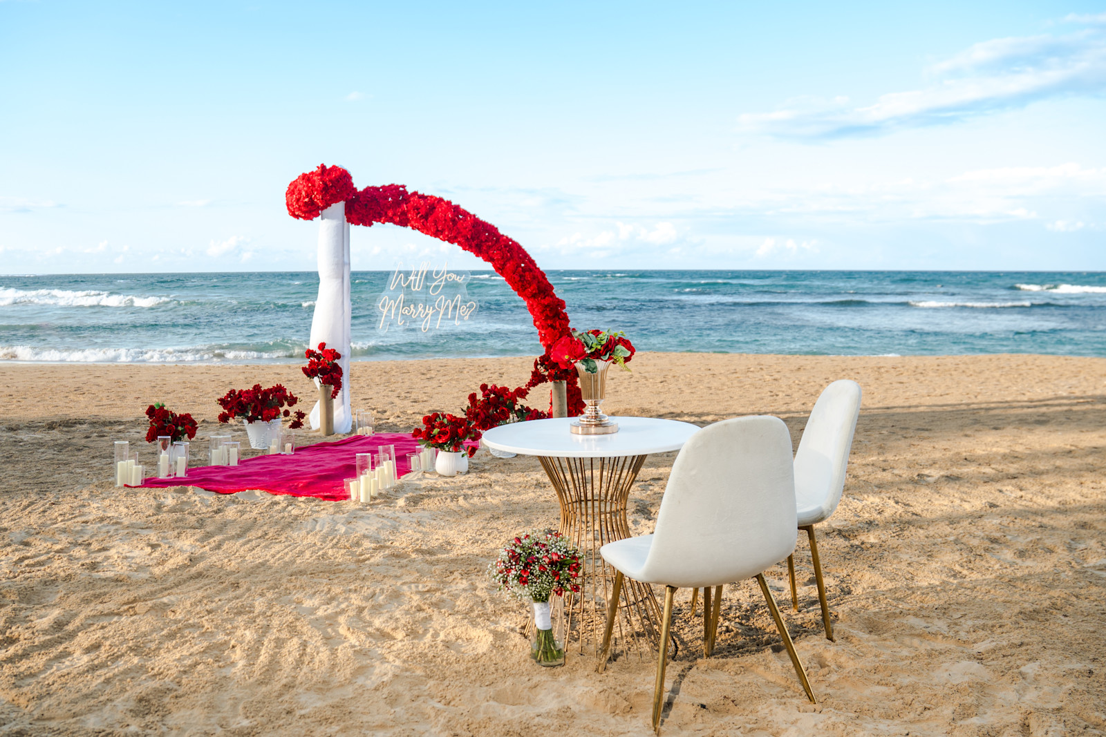 Eternal Passion: detalhe da montagem 3 em uma praia privativa de Uvero Alto, Punta Cana.
