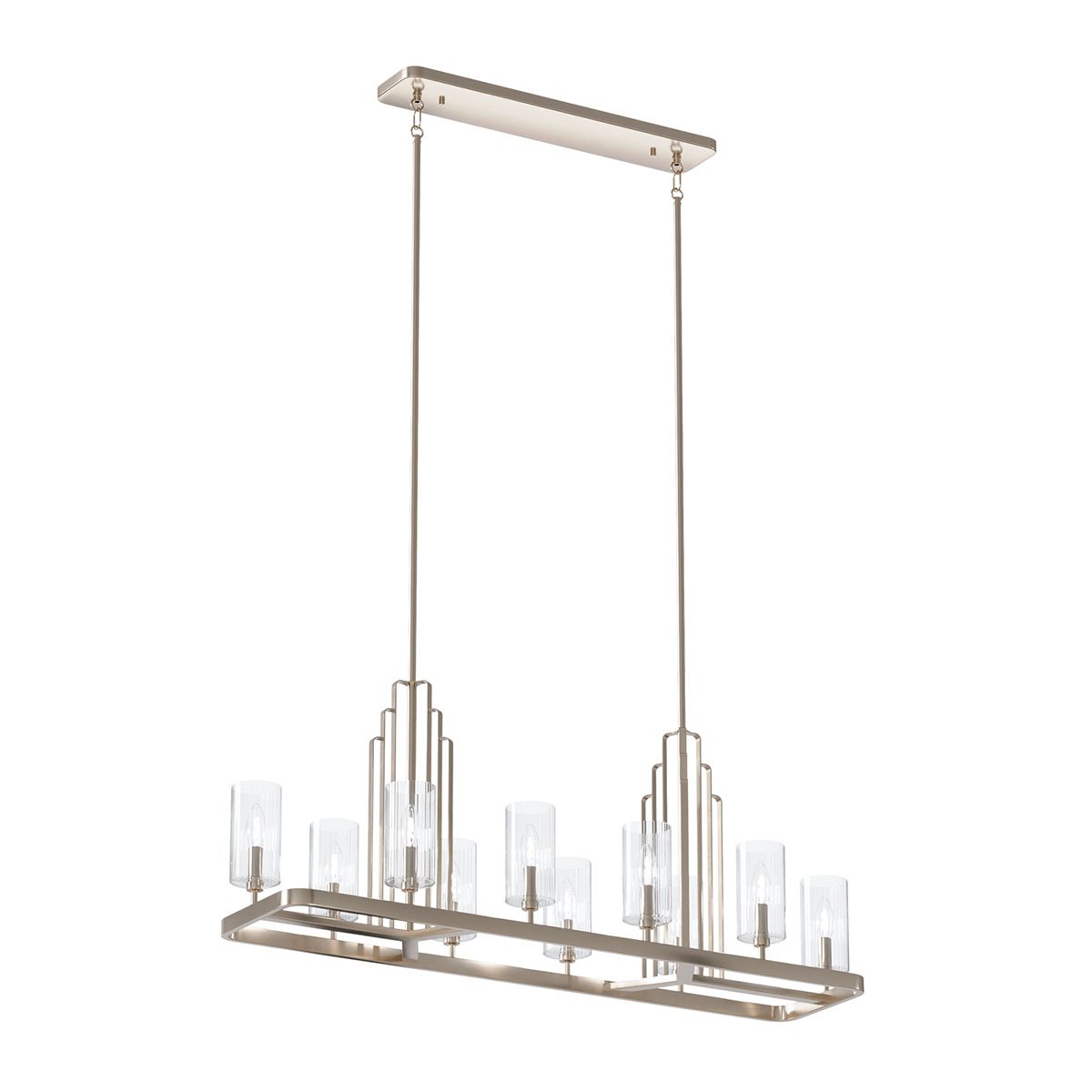 Kichler Kimrose(TM) 3 Light Chandelier with Clear Fluted Glass in Polished Nickel and Satin Nickel Kimrose 3 Light Chandelier Brass | Kichler Lighting