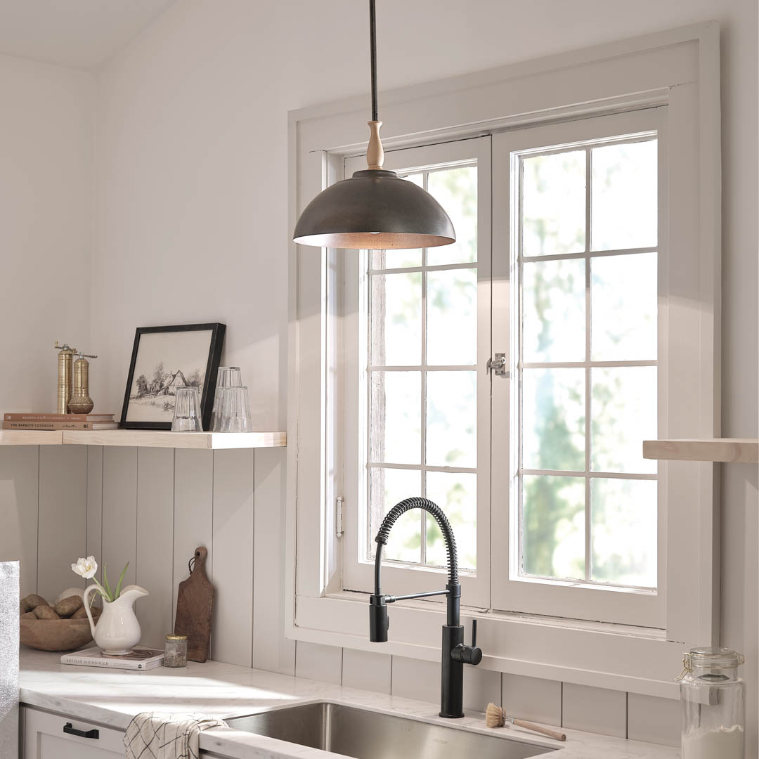 Fira 1 Light Pendant White & Natural Brass | Kichler Lighting