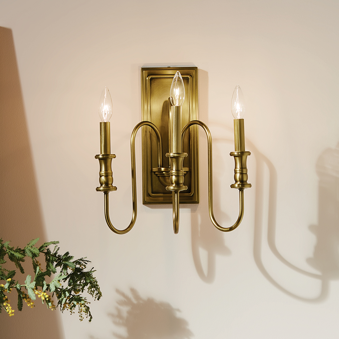Karthe 3 Light Wall Sconce Natural Brass | Kichler Lighting, image size:1080x1080