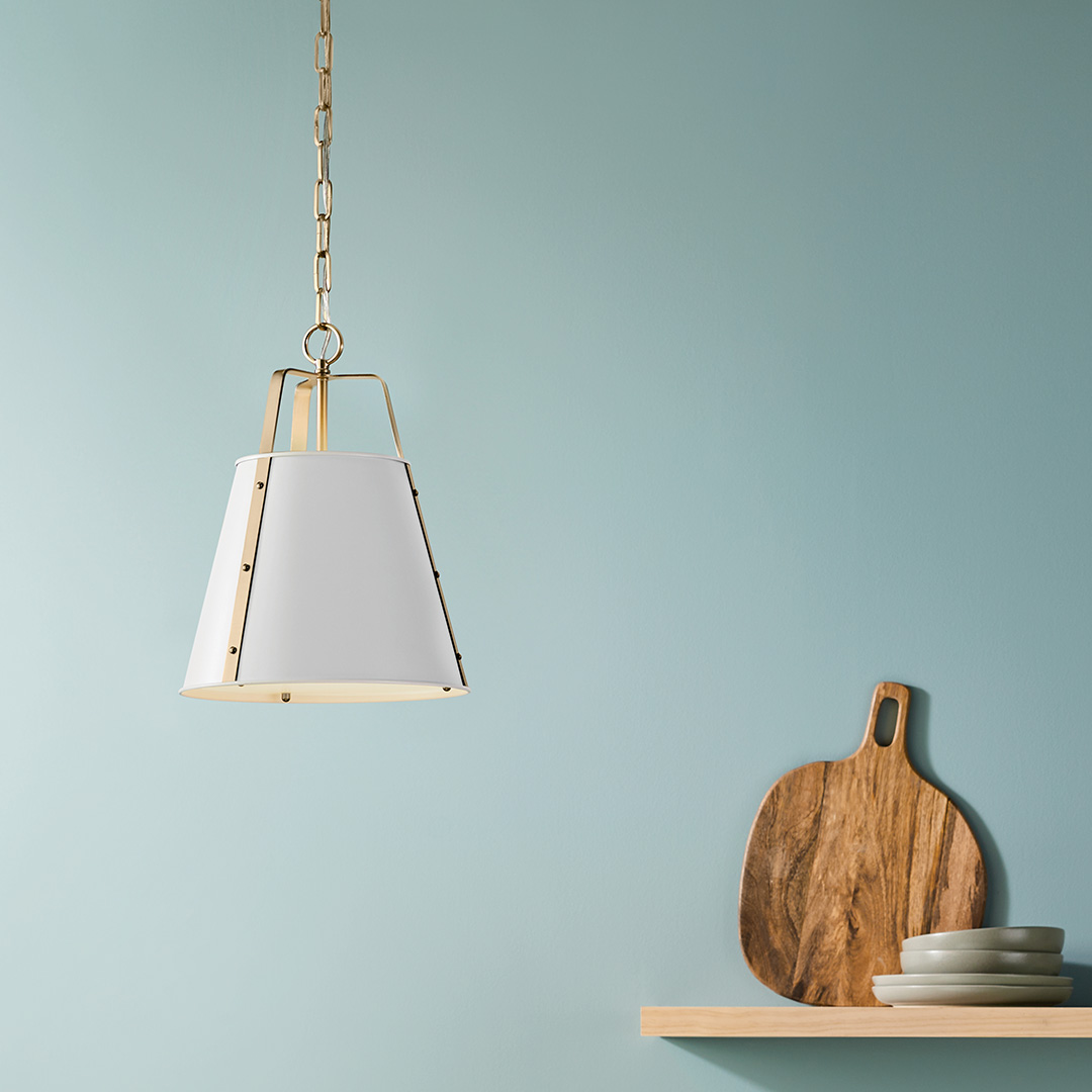 Etcher 13" 1 Light Pendant White & Bronze | Kichler Lighting