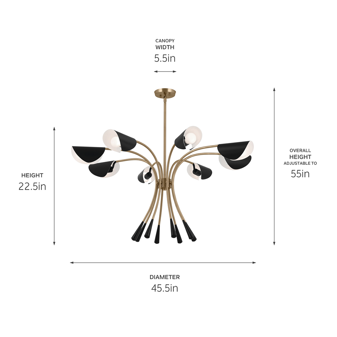 Arcus 8 Light Chandelier Bronze and Black | Kichler Lighting