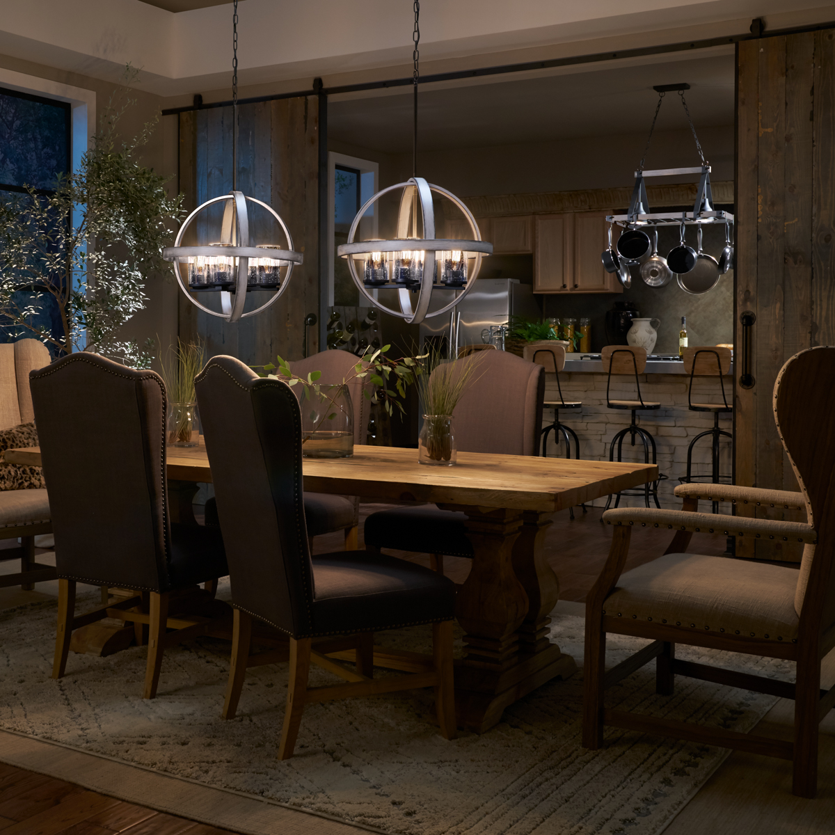 Barrington 4 Light Orb Pendant Anvil Iron | Kichler Lighting