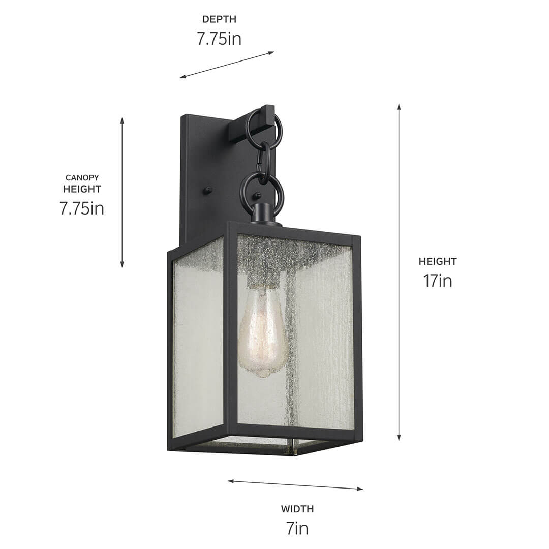 Lahden 17 Inch 1 Light Wall Light Black | Kichler Lighting