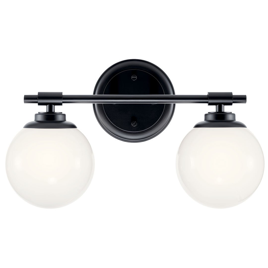 KICHLER Benno Wall Sconce - Modern Black Opal Glass Light For Bathroom & Hallway