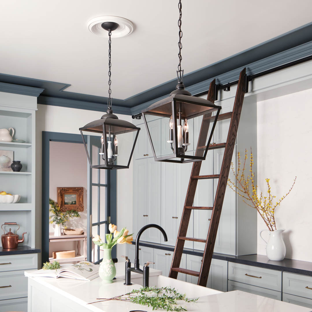 Dame 2 Light Foyer Pendant Textured Black | Kichler Lighting