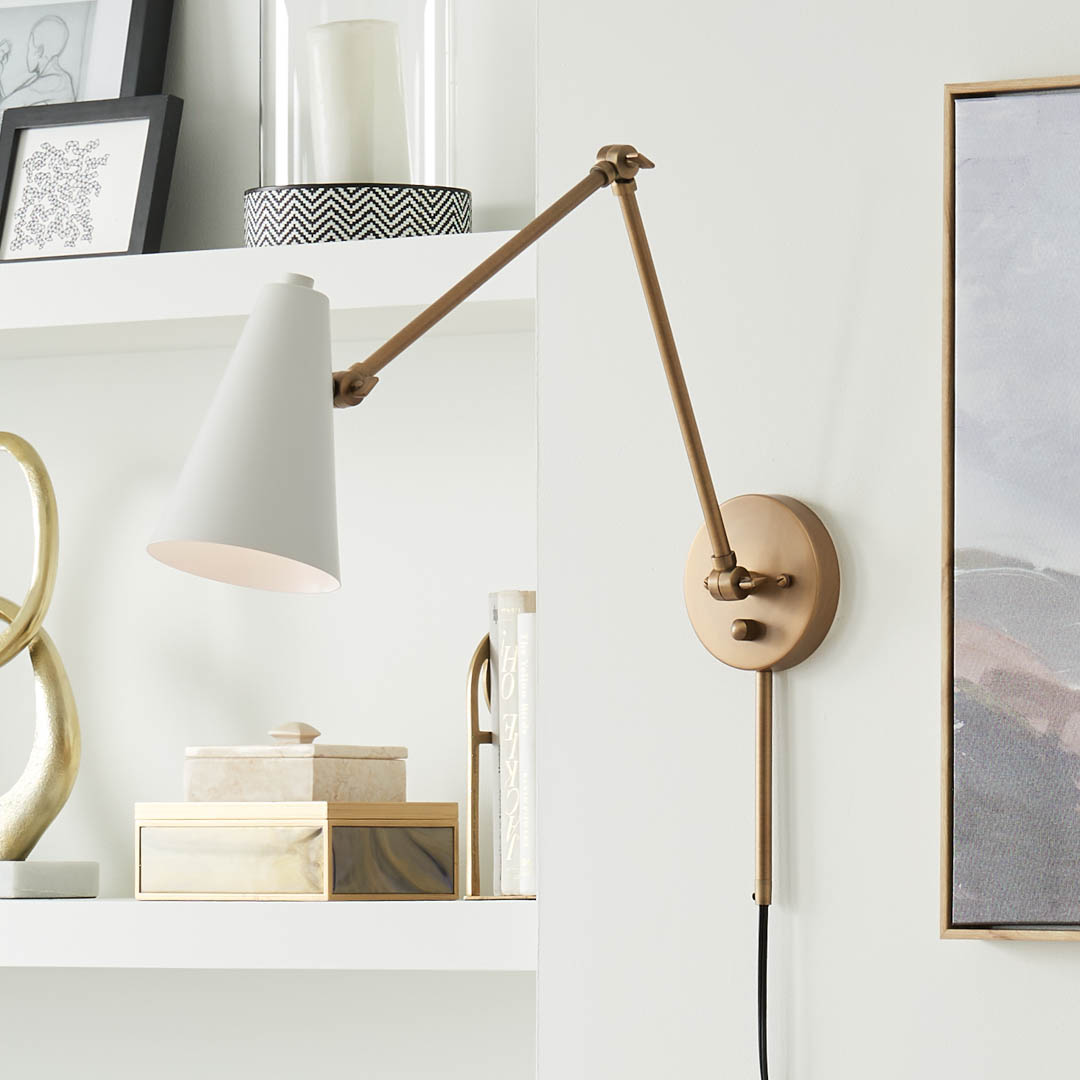 Sylvia 1 Light Wall Sconce Natural Brass | Kichler Lighting