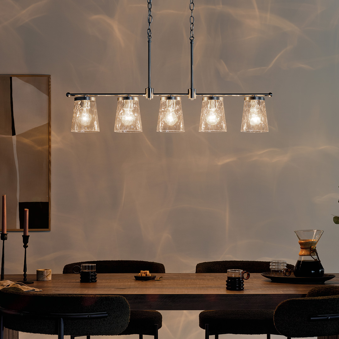 ◆CARLYN◆ Mash Mute 2colors Coralise 5-Light Linear Chandelier Nickel | Kichler Lighting
