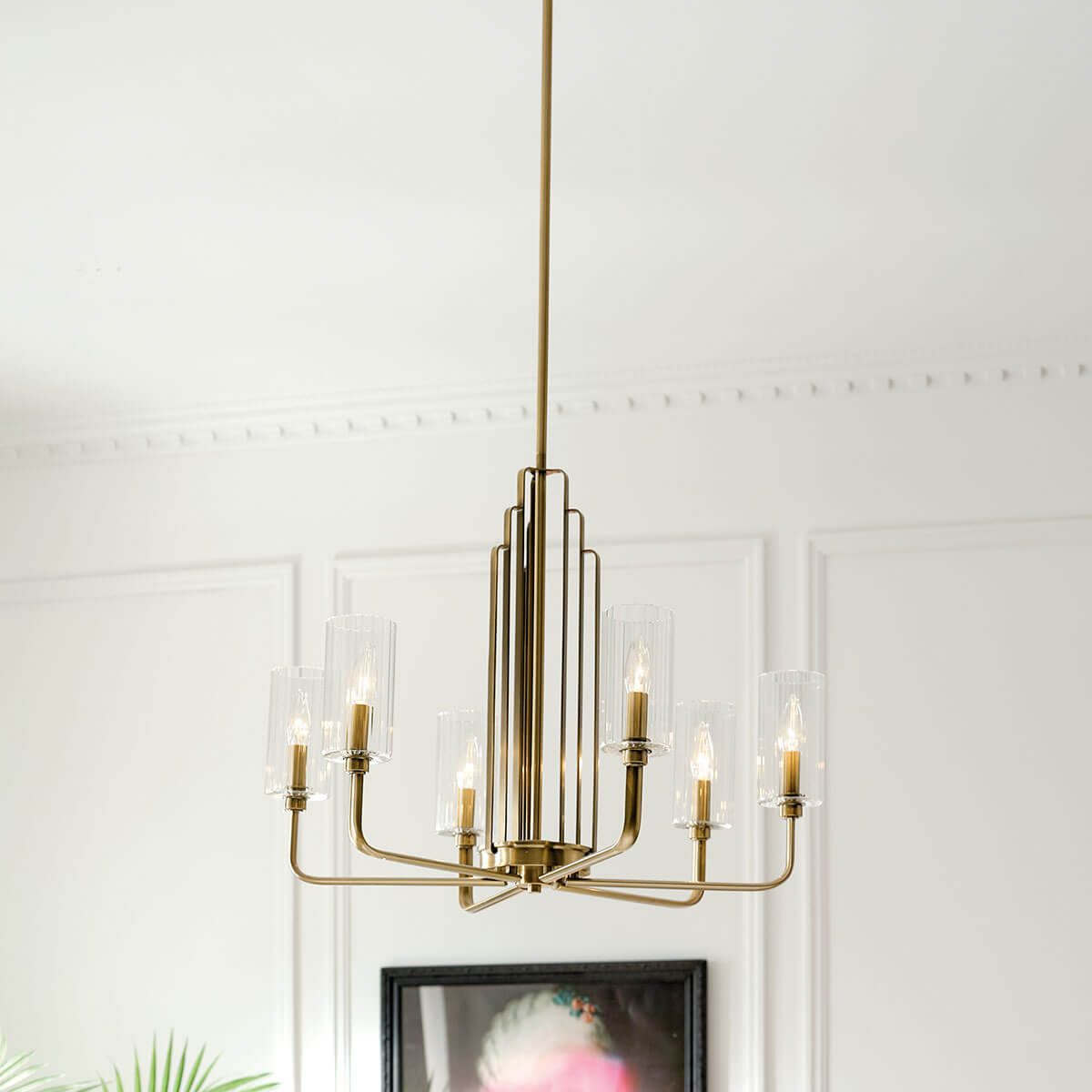 Kichler Kimrose(TM) 1 Light Mini Pendant with Clear Fluted Glass in Polished Nickel and Satin Nickel Brushed Natural Brass Kichler Kimrose Chandelier 12Lt