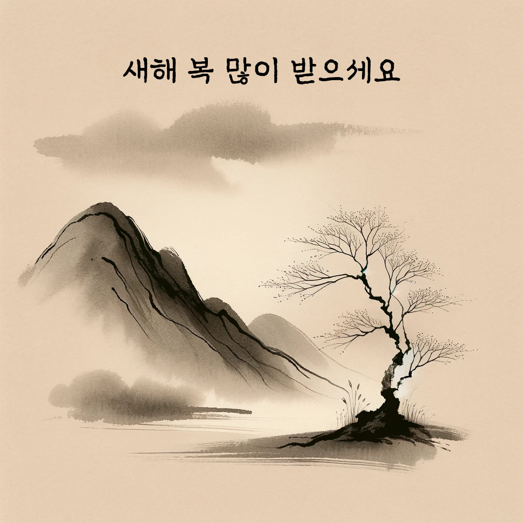 modified korean ink painting with text