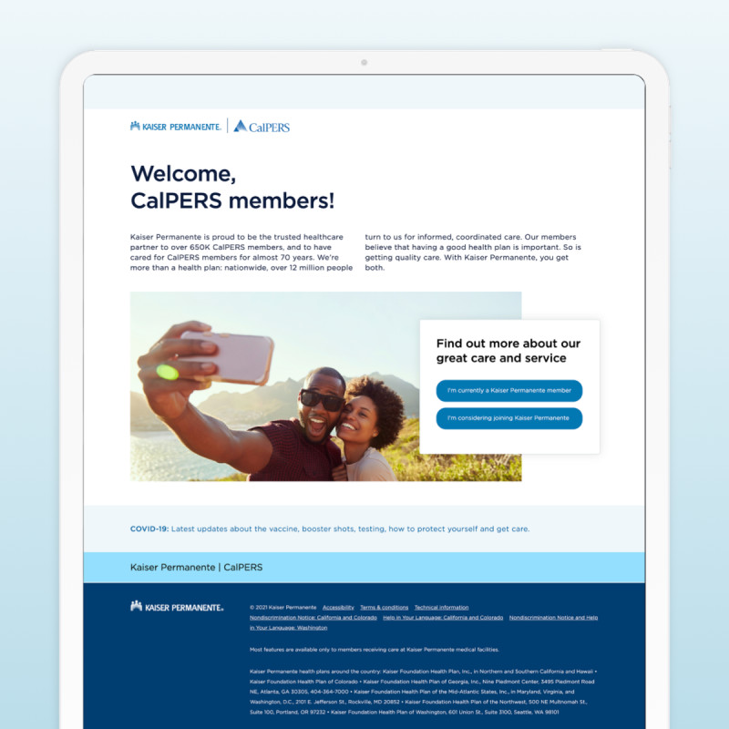 Kaiser Permanente National website comp