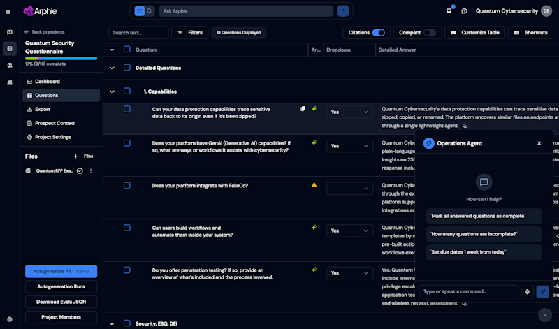 Operations Agent Question - Arphie