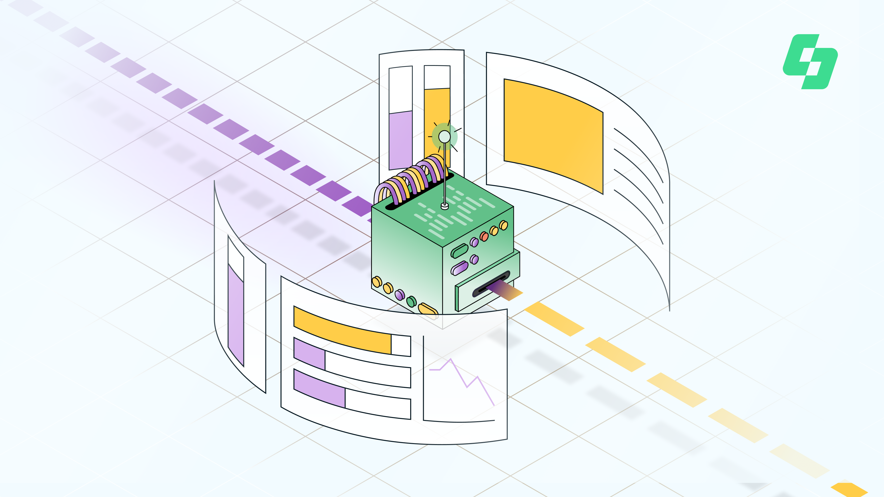SauceLabs banner with title "The Journey Ahead with AI-Driven Software Quality" and stylized tech illustration on grid background.