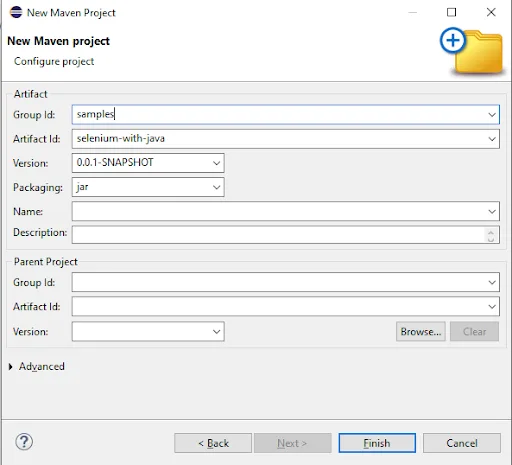 Maven Project > Finish