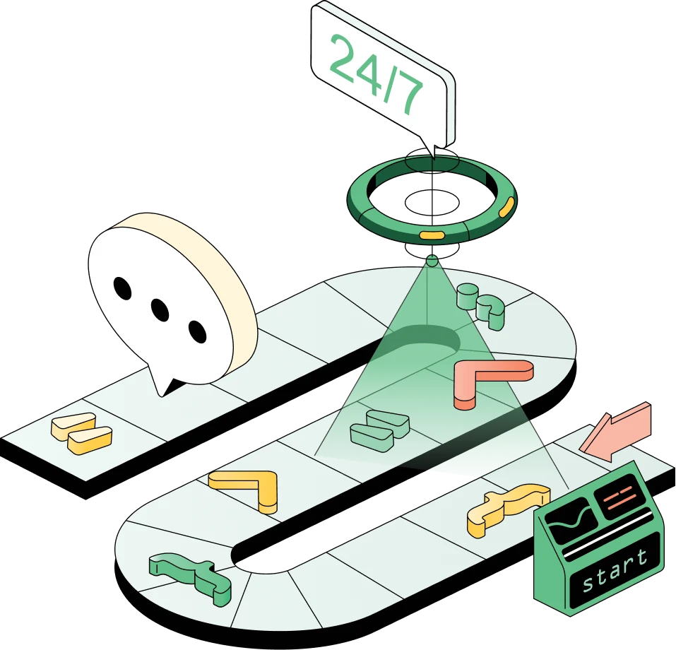 Vector Illustration of the conveyor belt with icons 