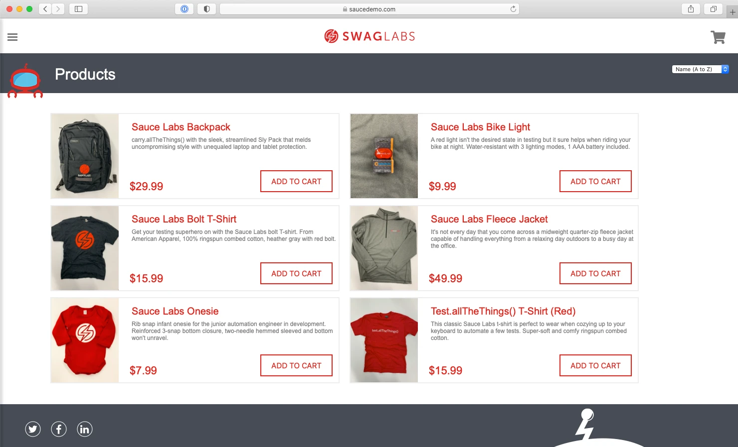 visualtesting swaglabs