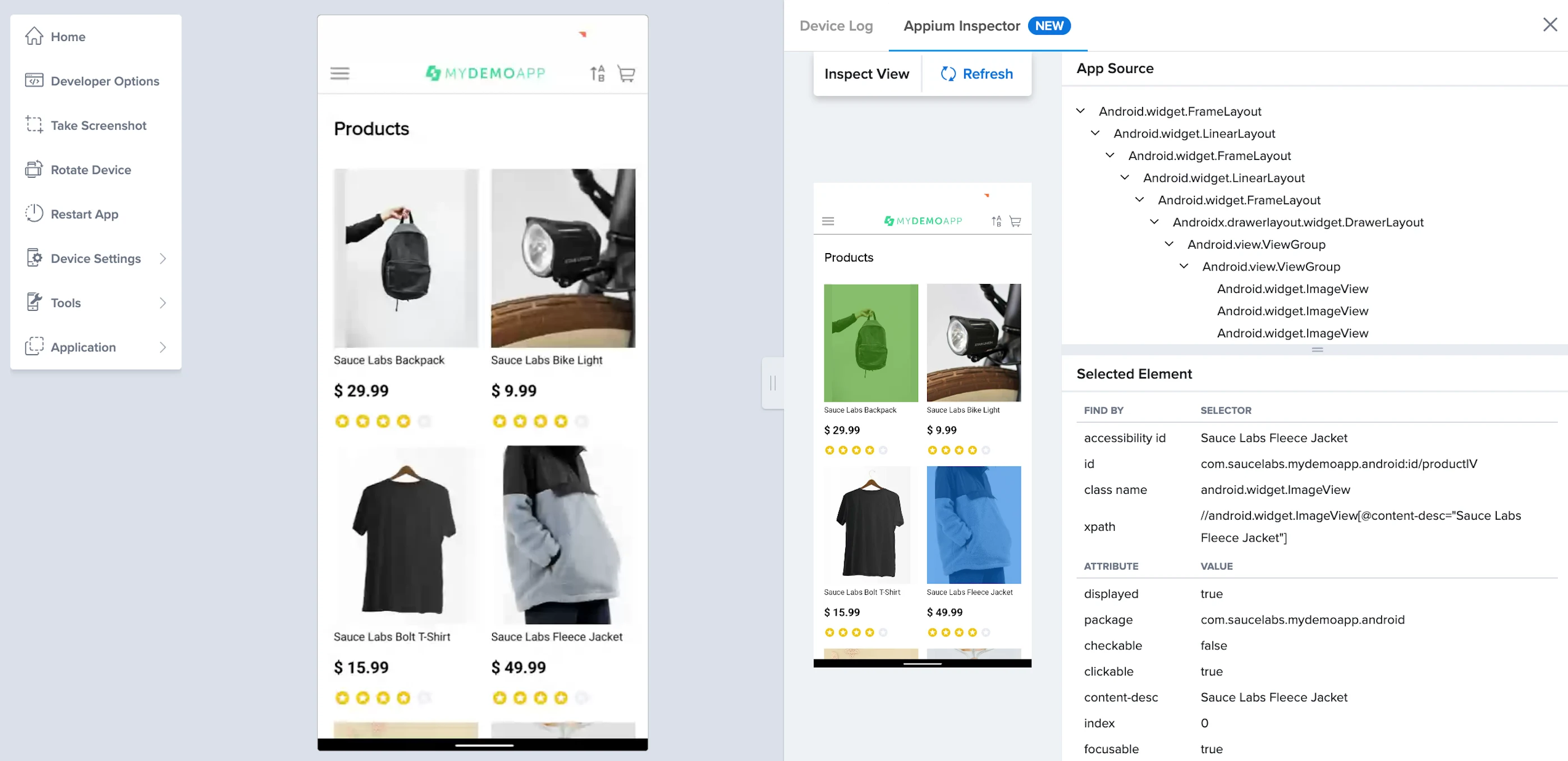 One of the approaches to using Appium Inspector