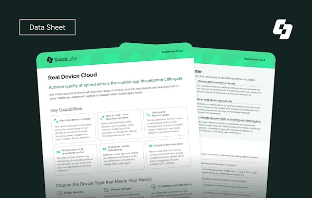 Sauce Labs Real Device Cloud Data Sheet