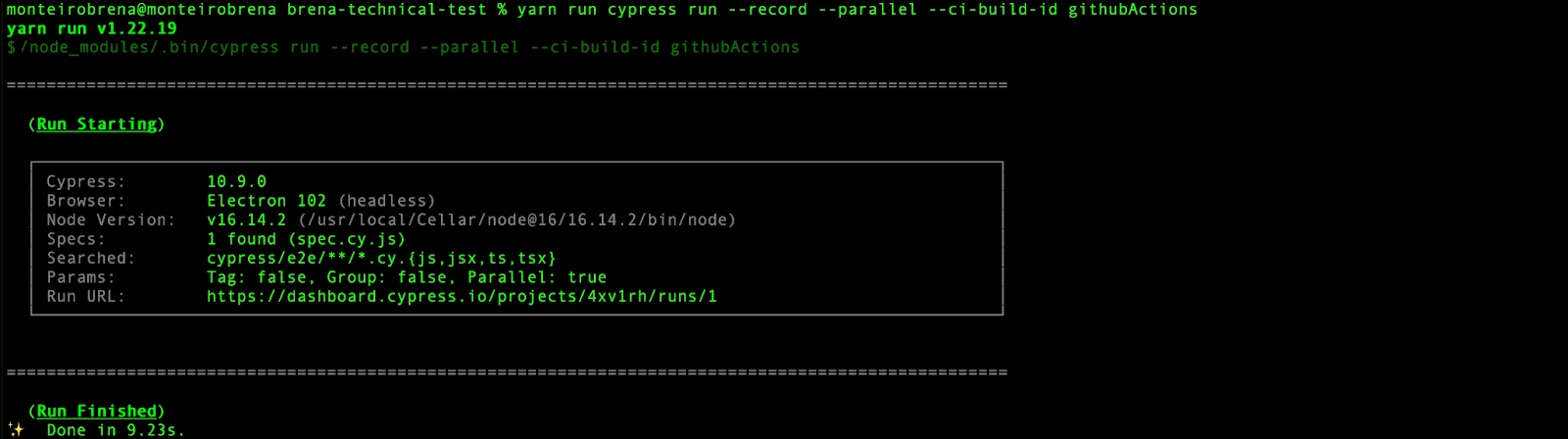 Cypress console example