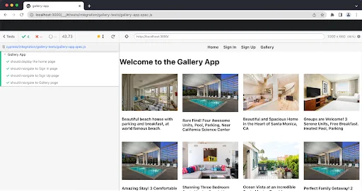 Cypress test results