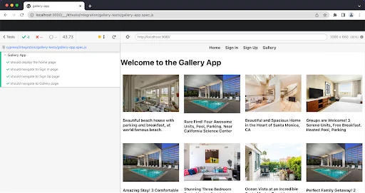 Cypress test results