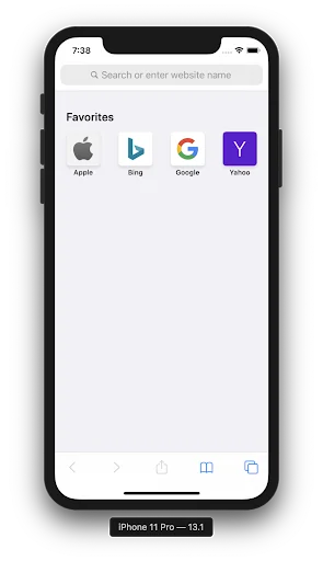 When the launchApp command has successfully been executed Safari will be opened 