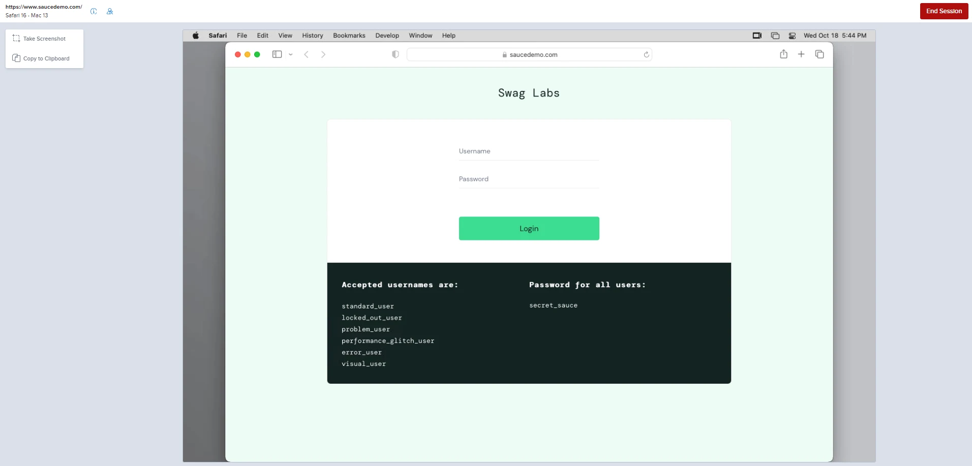 macOS Safari virtual machine
