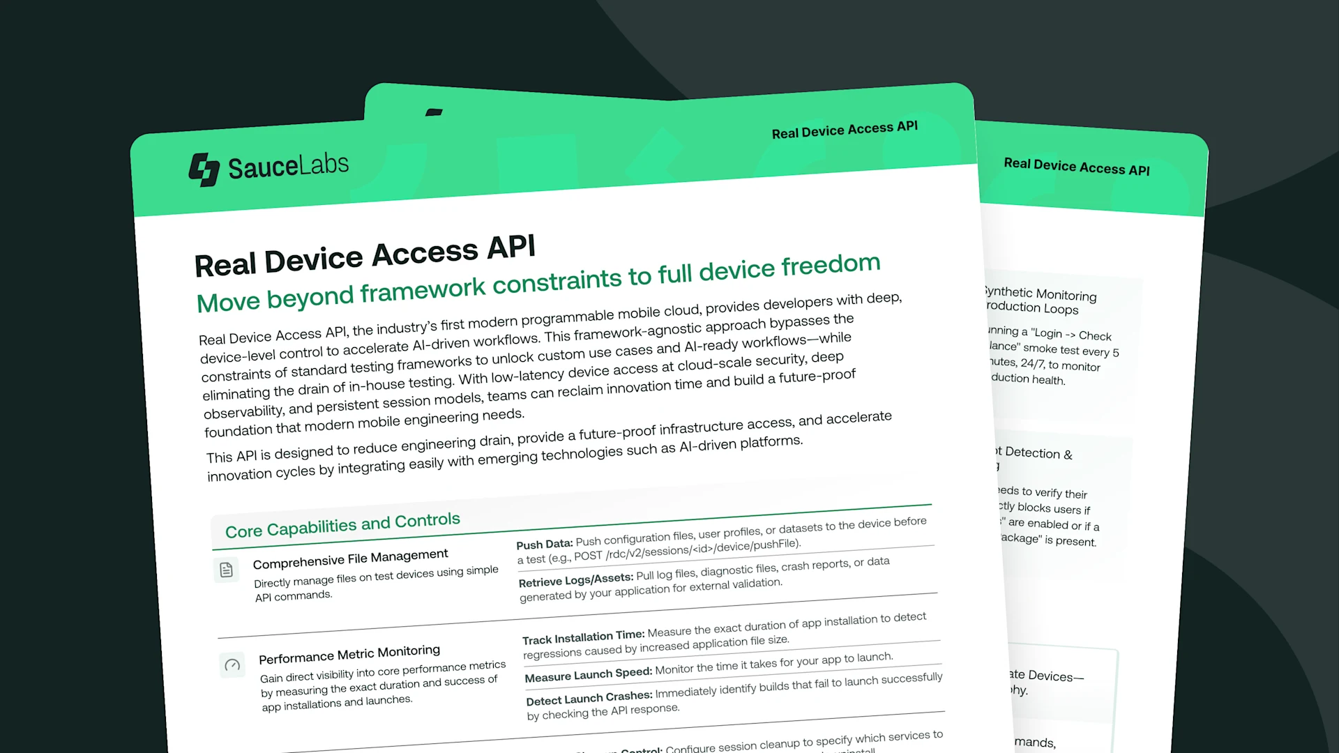 Api Reala Real Device Access API Data Sheet