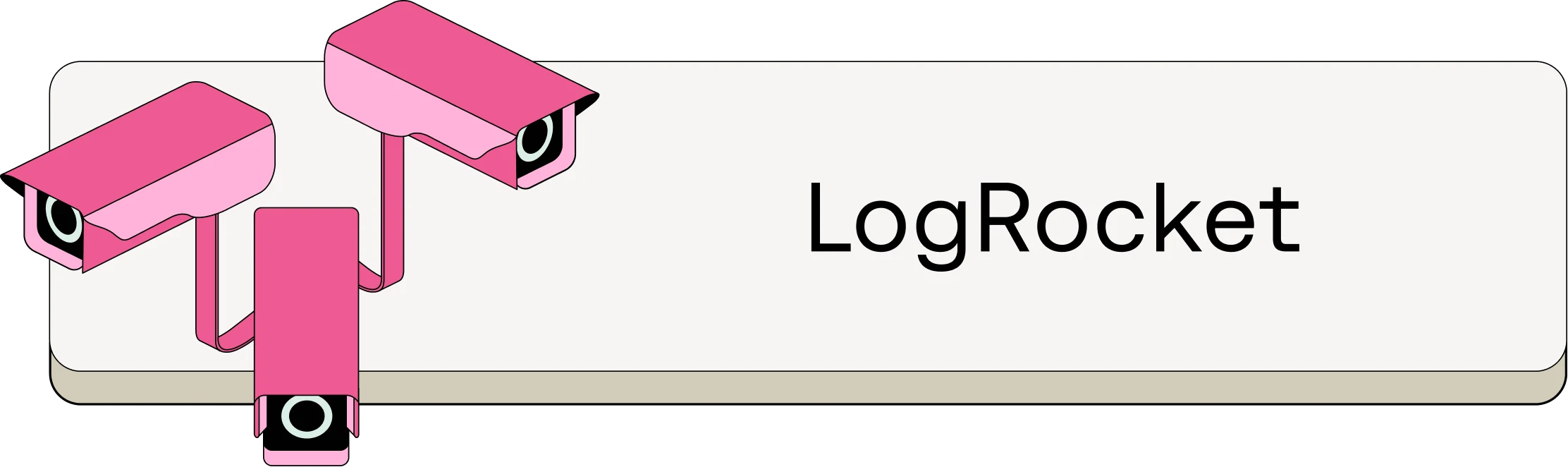 Pink security cameras illustration with "LogRocket" text on light gray background.