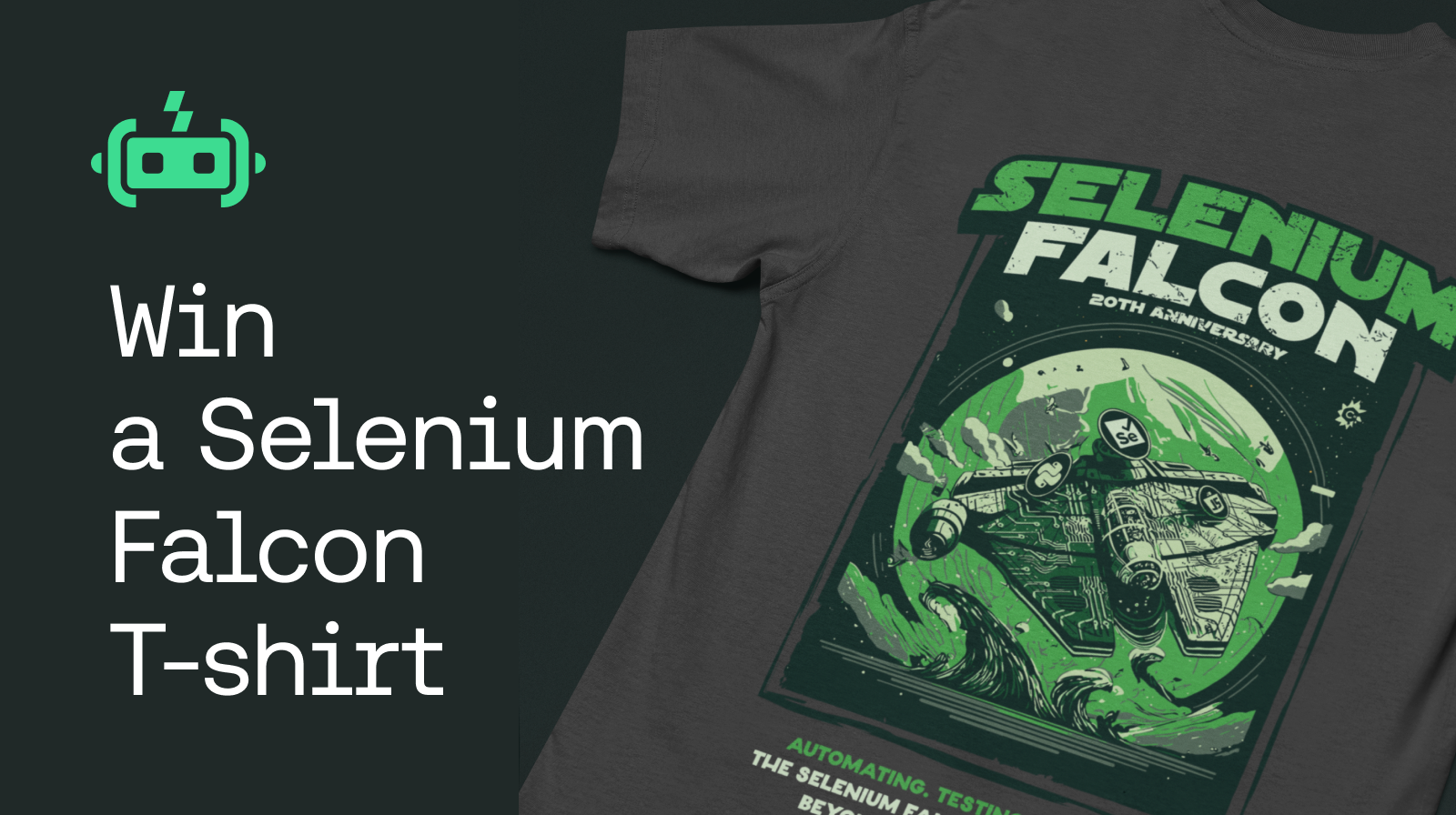 Promotion for Selenium Falcon T-shirt to celebrate Selenium's 20th anniversary. 