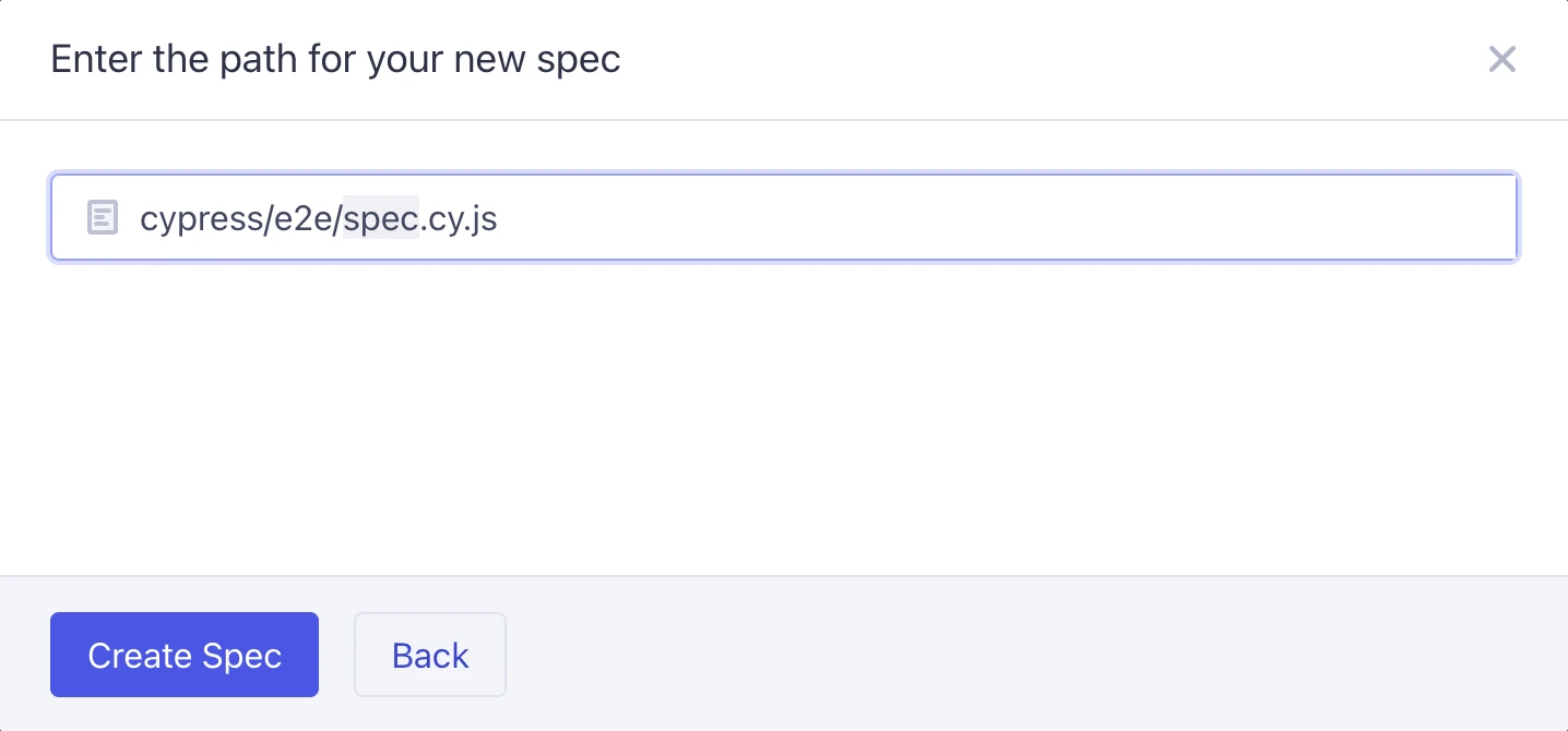 Enter the path for your new spec
