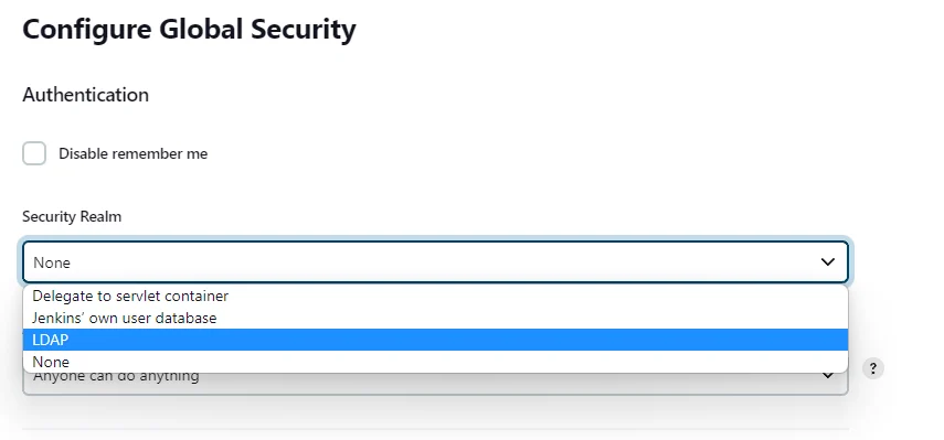 Configure Jenkins Global Security