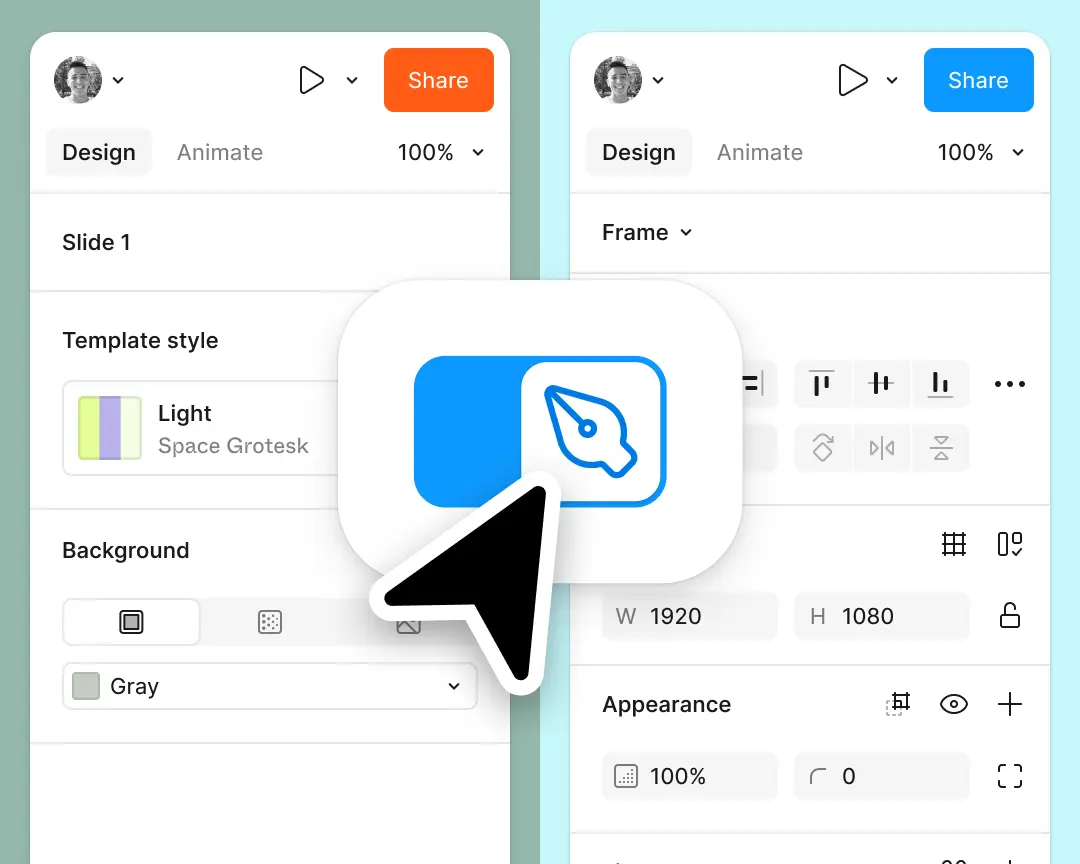 Precision design mode in Figma Slides