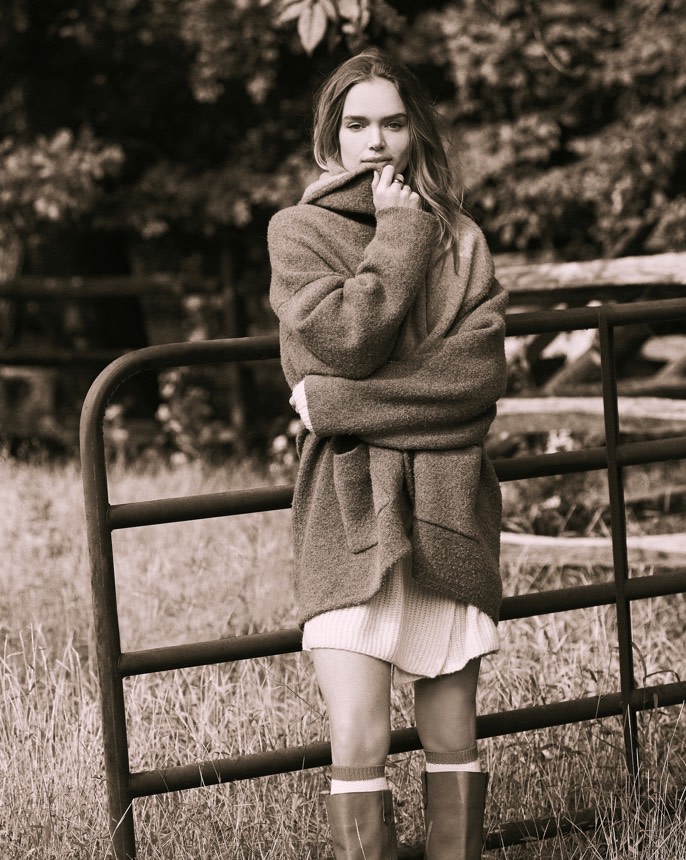 layered sweater dress and cardigan with knee high boots