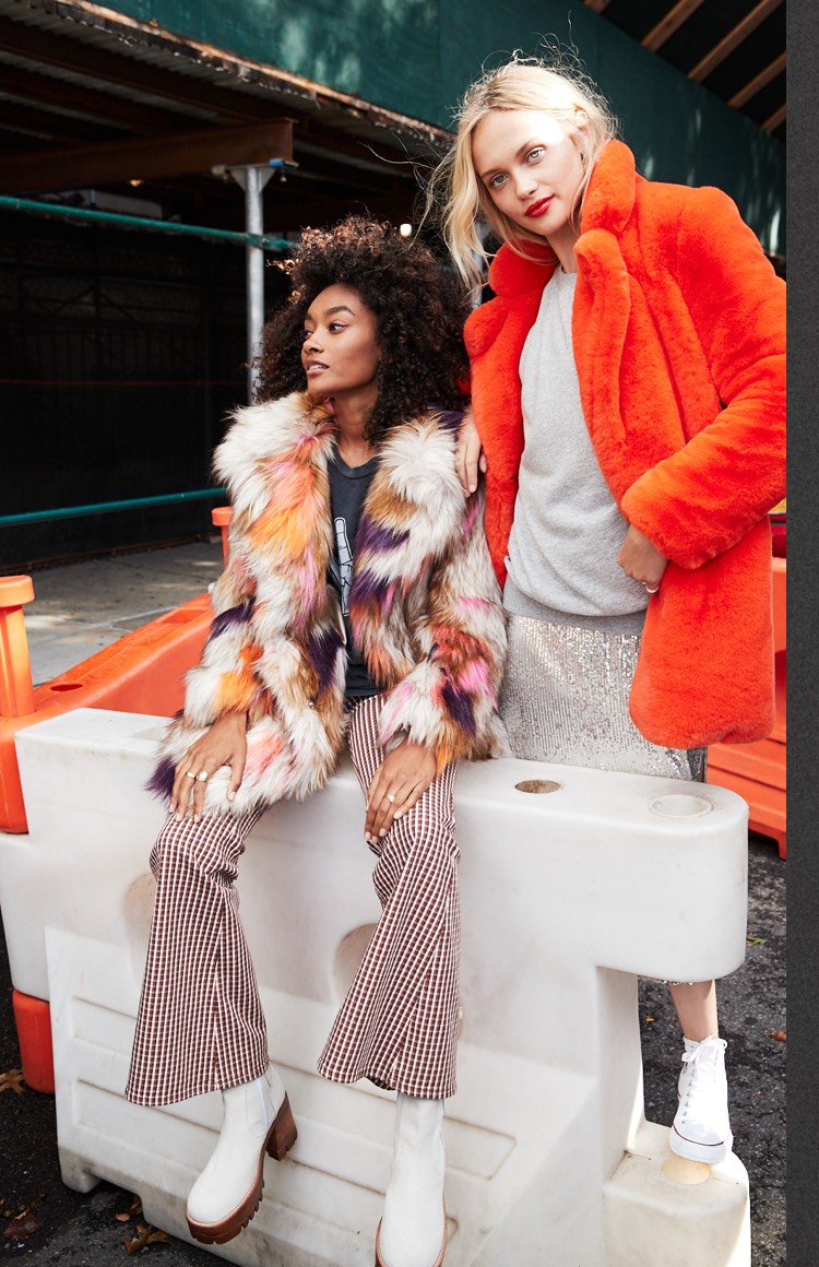 Neon orange outlet fur coat