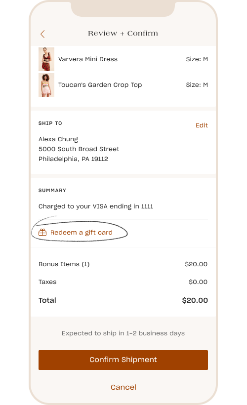 How do I redeem my gift card? - Image 2 - SS