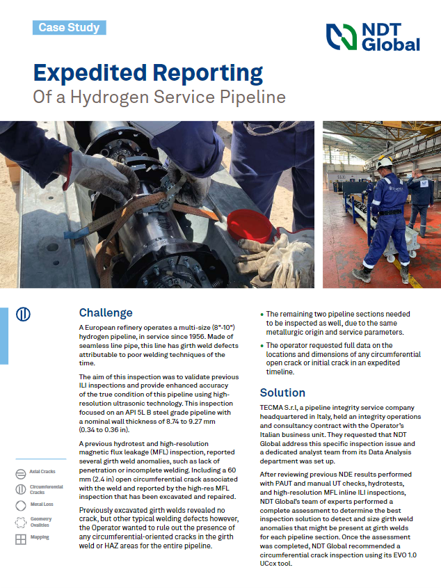 Expedited Reporting of a Hydrogen Service Pipeline | NDT Global