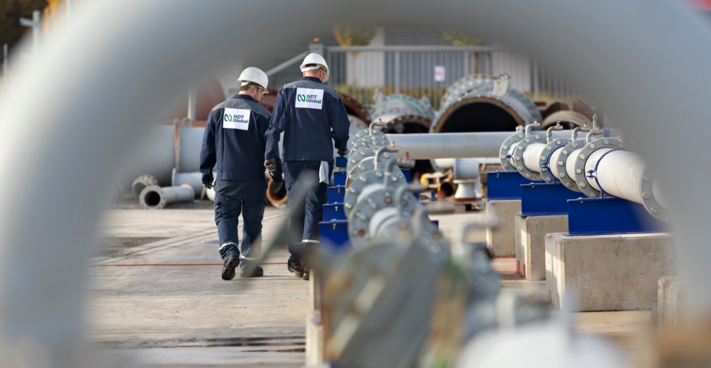 Men on pipeline operation