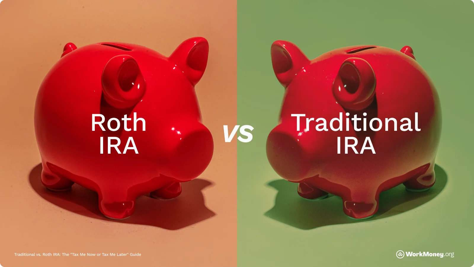 Two piggy banks sit opposite each other